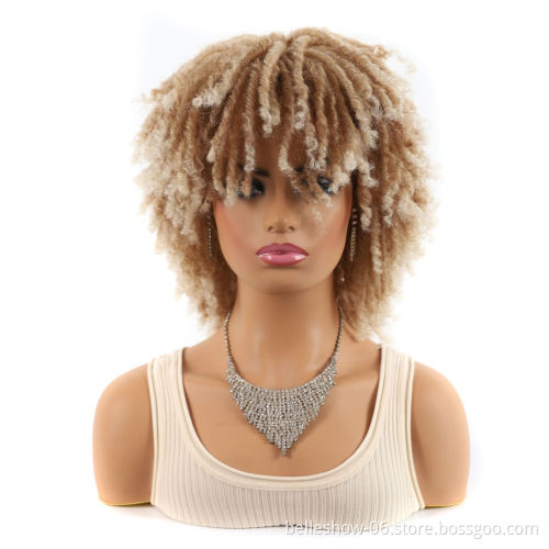 African small curly wig head illustration African tube curly hollow curly small dirty braid wig headgear wigs